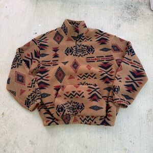 Men's Aztec Quarter-Zip Fleece Pullover - Tan